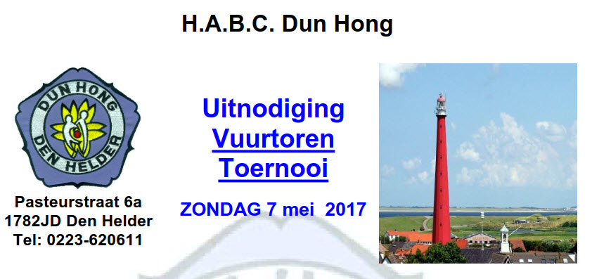 Vuurtoren toernooi 2017 @ H.A.B.C. Dun Hong | Den Helder | Noord-Holland | Nederland